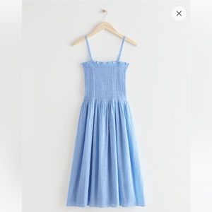 other stories smocked midi dress size S light blue